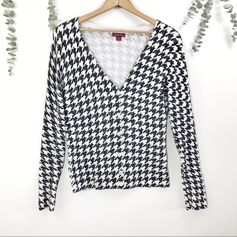 Merona Houndstooth Cardigan Retro Grunge